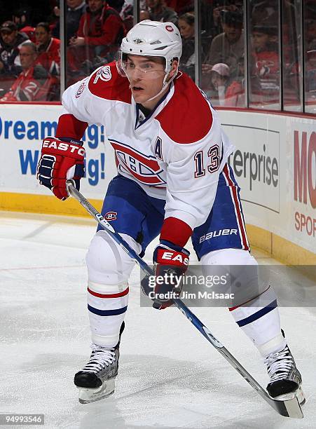 Michael Cammalleri of the Montreal Canadiens skates against the New Jersey Devils at the Prudential Center on December 16, 2009 in Newark, New...