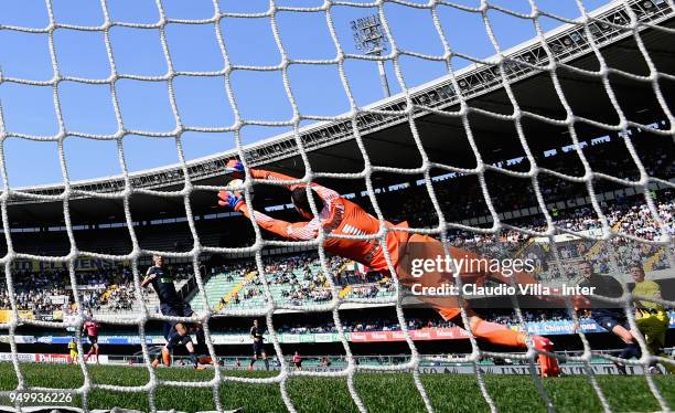 Samir Handanovic of FC Internazionale in action during the serie A match between AC Chievo Verona and FC Internazionale at Stadio Marc'Antonio...