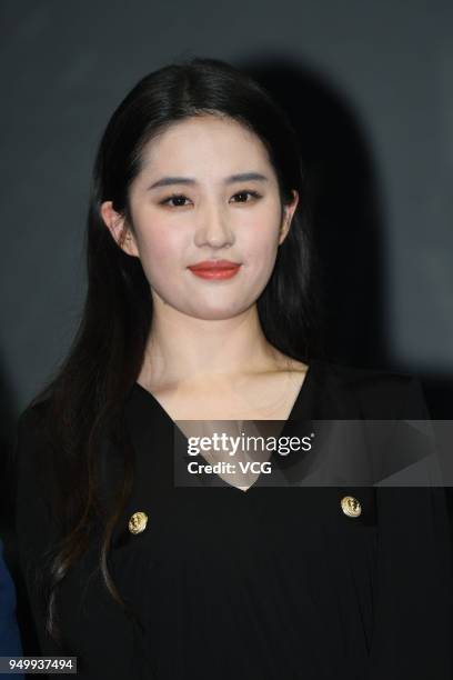 Actress Liu Yifei attends the new product launch event of Tissot on April 21, 2018 in Shanghai, China.