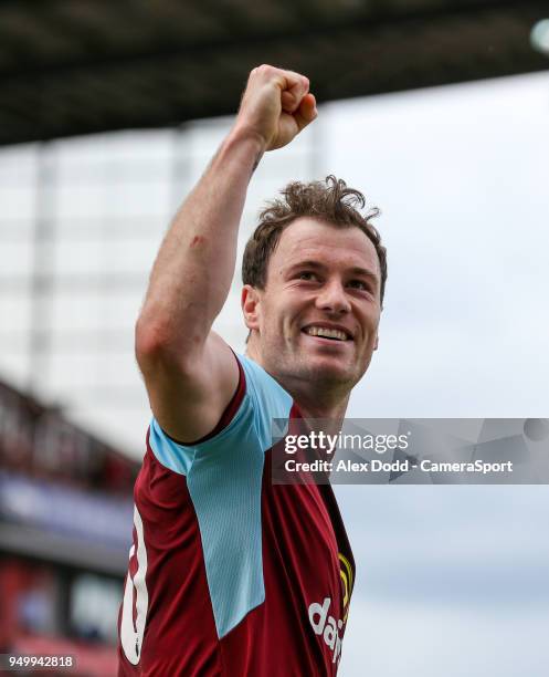 Burnley's Ashley Barnes celebrates scoring his side's first goal during the Premier League match between Stoke City and Burnley at Bet365 Stadium on...