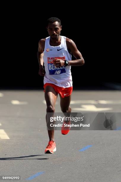 Kenenisa Bekele of Ethiopia during the Virgin Money London Marathon on April 22, 2018 in London, England.