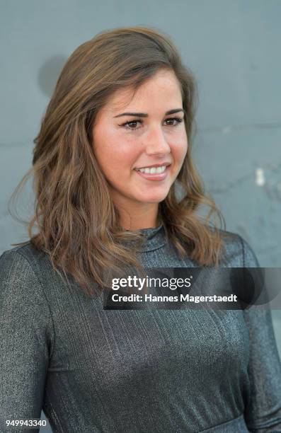 Singer Sarah Lombardi during 'Fack Ju Goehte - Se Mjusicael' Hundredth Show at Werk 7 Theater on April 22, 2018 in Munich, Germany.