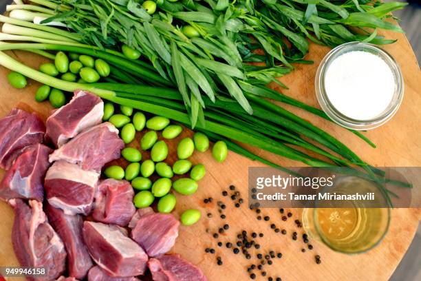 chakapuli ingredients - tamar of georgia fotografías e imágenes de stock