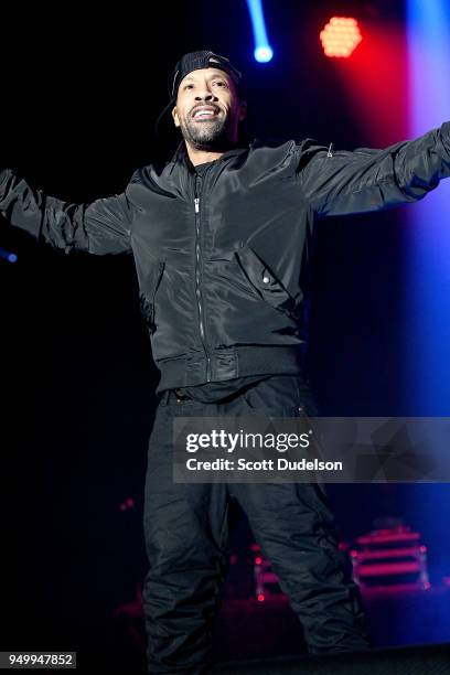 Rapper Redman performs onstage during the KDay 93.5 Krush Groove concert at The Forum on April 21, 2018 in Inglewood, California.