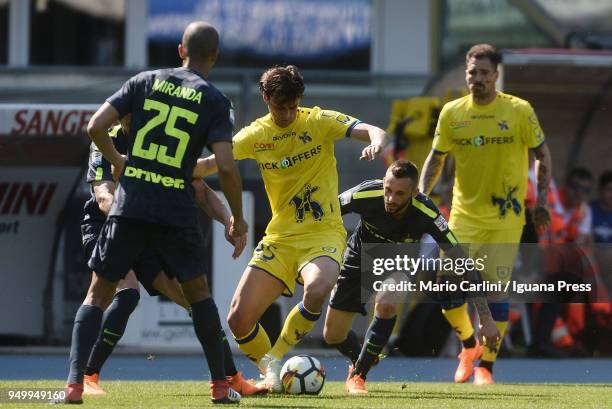 Roberto Inglese of AC Chievo Verona in action during the serie A match between AC Chievo Verona and FC Internazionale at Stadio Marc'Antonio...