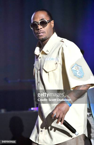 Rapper Flesh-n-Bone of Bone Thugs-n-Harmony performs onstage during the KDay 93.5 Krush Groove concert at The Forum on April 21, 2018 in Inglewood,...