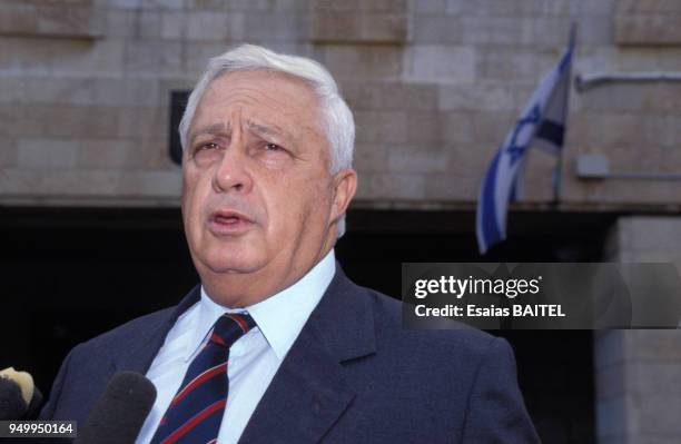 Portrait d'Ariel Sharon le 6 octobre 1989 en Israël.