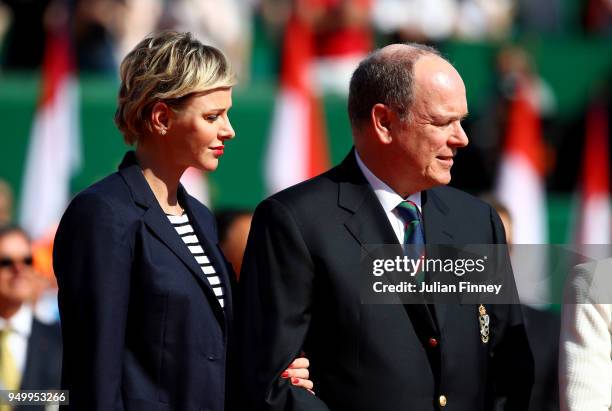 Charlene, Princess of Monaco and Albert II, Prince of Monaco during day eight of ATP Masters Series: Monte Carlo Rolex Masters at Monte-Carlo...