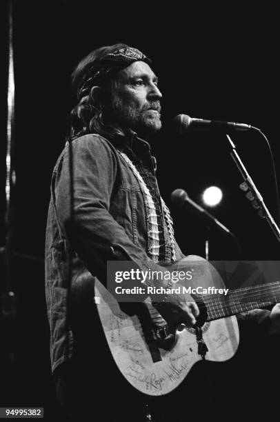 Willie Nelson performs live at The Circle Star Theatre in 1974 in Palo Alto, California.