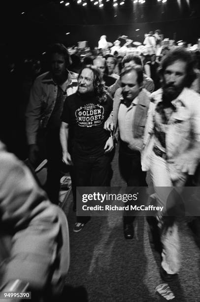 Willie Nelson at The Circle Star Theatre in 1974 in Palo Alto, California.