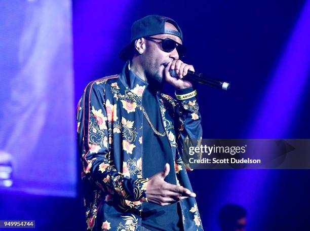 Rapper Krayzie Bone of Bone Thugs-n-Harmony performs onstage during the KDay 93.5 Krush Groove concert at The Forum on April 21, 2018 in Inglewood,...