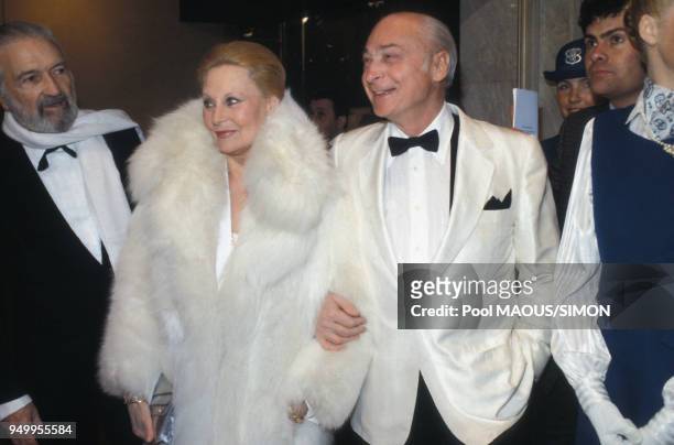 Michèle Morgan et Gérard Oury à la cérémonie des Césars le 4 mars 1984 à Paris, France.