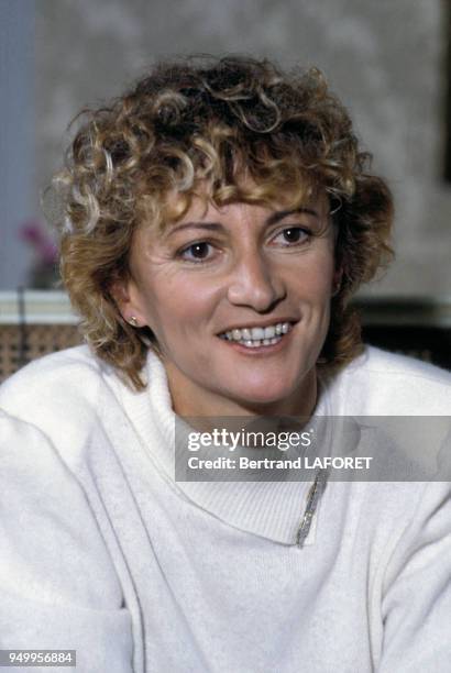 Portrait d'Eve Ruggieri en février 1981 à Paris, France.