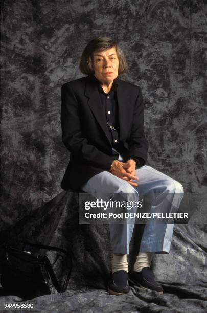 Portrait de Patricia Highsmith, romancière, le 8 septembre 1987, France.