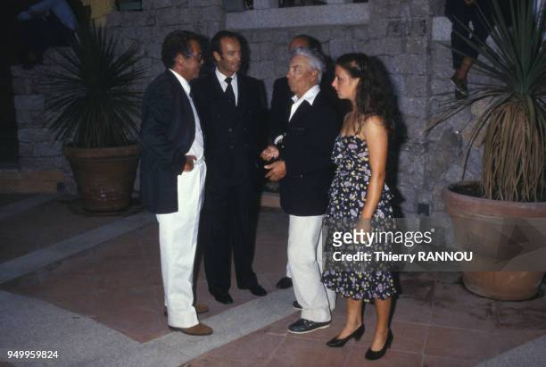 Herbert Von Karajan et sa fille Isabel en Sardaigne lors d'un rassemblement de yachts le 11 septembre 1981 à Porto Cervo, Italie.