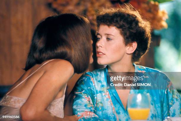 Sylvia Kristel pendant le tournage du fim 'Goodbye Emmanuelle' réalisé par François Leterrier en avril 1977 aux Seychelles.
