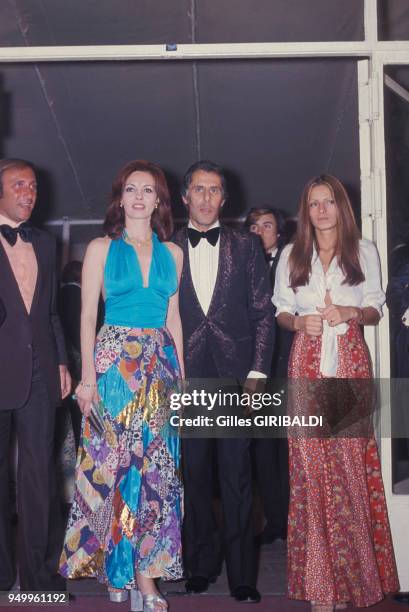 Michèle Mercier et son époux Claude Bourillot lors d'une soirée au Festival de Cannes, circa 1970, France.