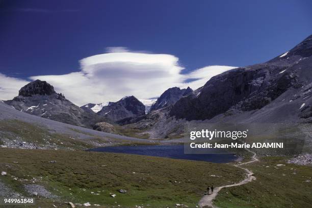 Le lac Rond du col de la Vanoise en septembre 1985, France.