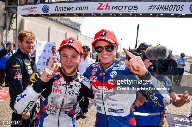 Alan Techer and Josh Hook of FCC TSR Honda France celebrates the victory during the 40th Anniversary of 24 Hours of Le Mans 2018, Motorcycle...
