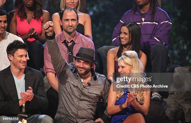 Top Row ; Dave Ball and Monica Padilla; Bottom Row ; Mick Trimming, Rusell Hantz, and Winner Natalie White at the Live Finale and Reunion Show of...