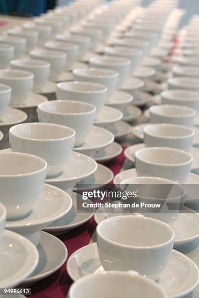 cups and saucers - stephan de prouw stock-fotos und bilder