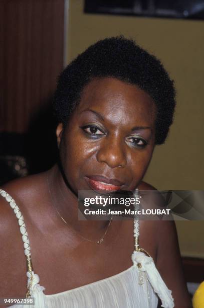 La chanteuse et pianiste amèricaine Nina Simone dans les années 70 à Paris, france.