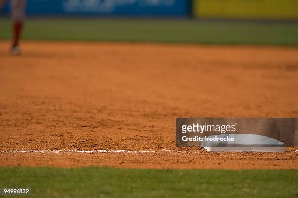 baseball field at baseball game with baseball player - baseball base bildbanksfoton och bilder