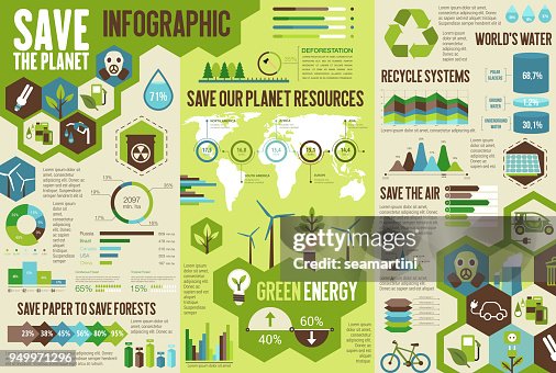 Save Planet Science Ecology Infographic For Save Earth Planet Concept High-Res Vector ...