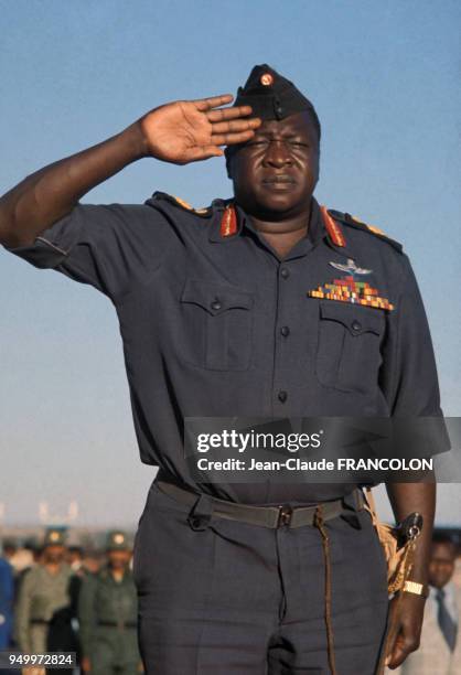 Portrait d'Idi Amine Dada en uniforme militaire, circa 1970, en Ouganda.