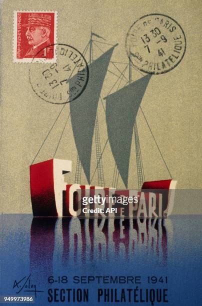 Carte postale publicitaire pour la Foire de Paris, septembre 1941, Paris, France.