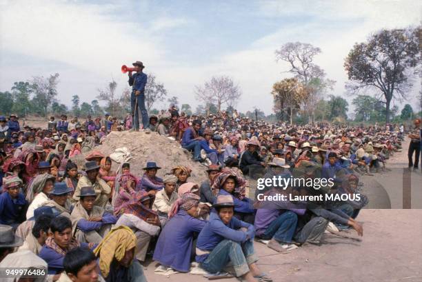 Camp de réfugiés khmers à Mak Mun, en 1980, Thailande.