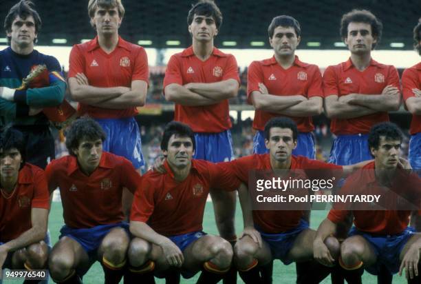 équipe d'Espagne de football le 25 juin 1984 à Lyon en France.