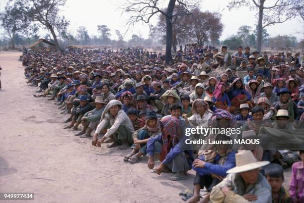 Camp de réfugiés khmers en 1980 à Mak Mun en Thailande.