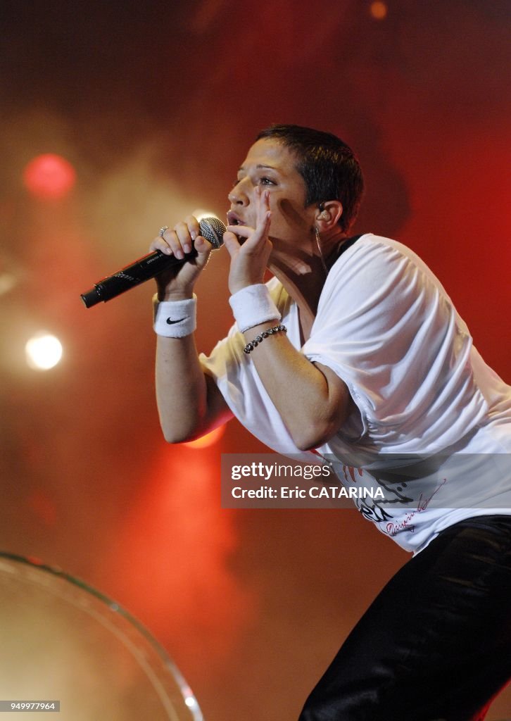 Diam French Rapper Solidays.Music festival against Aids. French singer Diam's performing ...