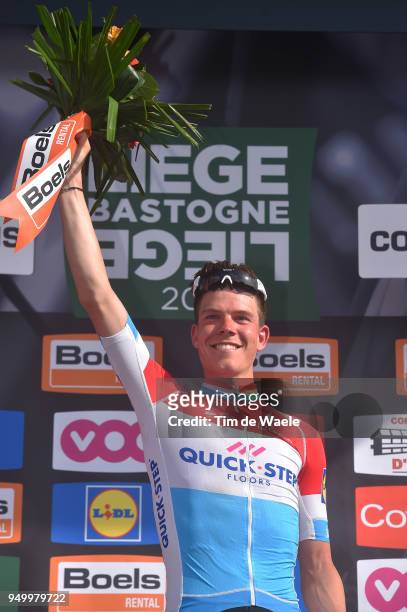 Podium / Bob Jungels of Luxembourg and Team Quick-Step Floors / Celebration / during the104th Liege-Bastogne-Liege 2018 a 258,5km race from Liege to...