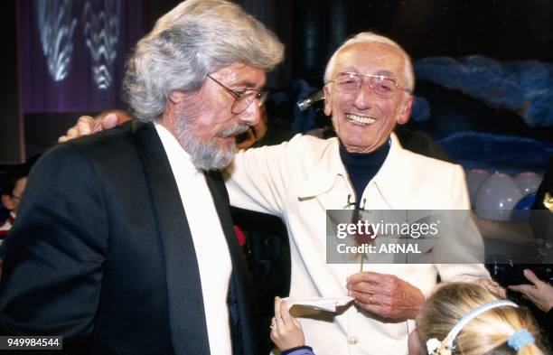 Jacques Yves Cousteau and son Jean Michel.