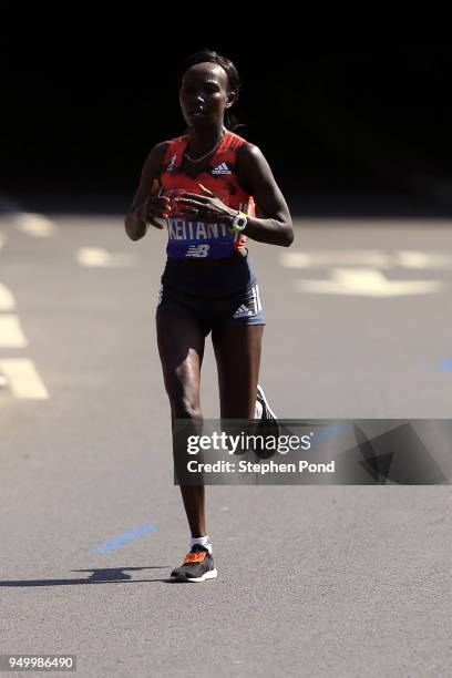 Mary Keitany of Kenya during the Virgin Money London Marathon on April 22, 2018 in London, England.