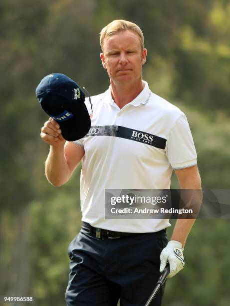 Mikko Ilonen of Finland on the 18th green during the final round of the Trophee Hassan II at Royal Golf Dar Es Salam on April 22, 2018 in Rabat,...