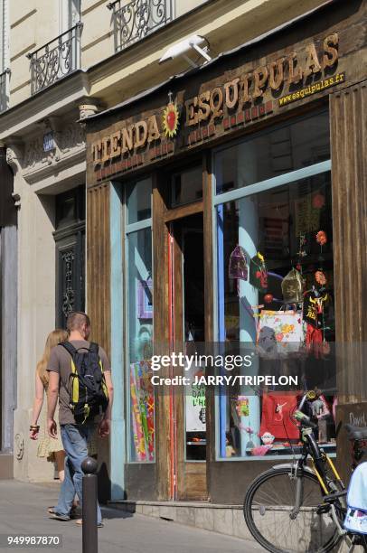 Shopping at Tienda Esquipulas mexican things shop, Houdon street in Pigalle and Montmartre area, 18 th district in Paris, Ile de France region,...