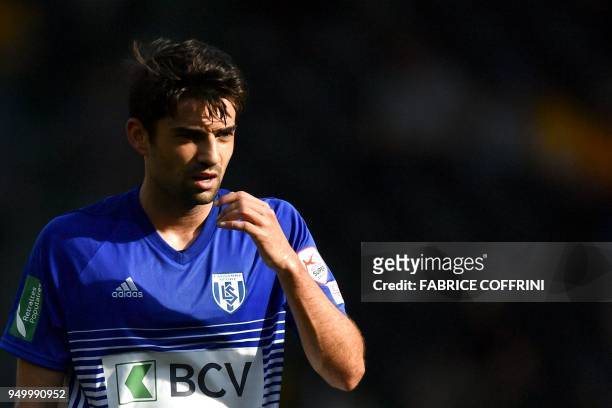 Lausanne's French midfielder Enzo Zidane looks on during the Swiss Super League football match Young Boys against Lausanne-Sport at the stade de...