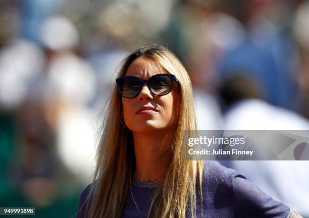 Maria Isabel Nadal sister of Rafael Nadal looks on in his match against Kei Nishikori of Japan after his win during day eight of ATP Masters Series:...