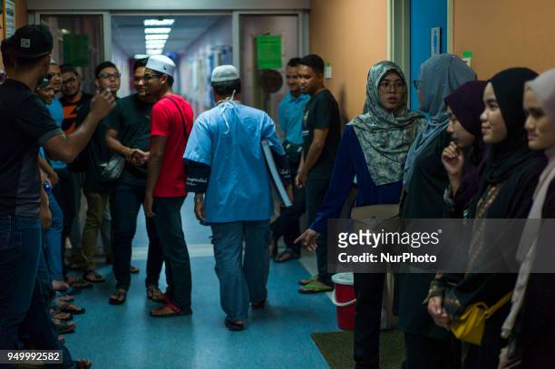 Universiti Kuala Lumpur British Malaysian Institute students are pictured at the forensic of Selayang hospital in Kuala Lumpur, Malaysia on April 22,...