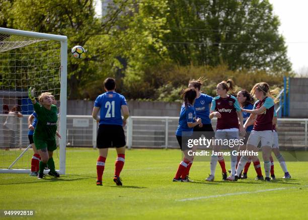 Hannah Wheeler of West Ham United Ladies scores during The FA Women's Premier League match between West Ham United Ladies and Portsmouth FC Ladies at...