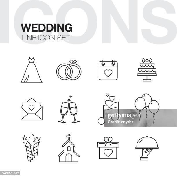 bildbanksillustrationer, clip art samt tecknat material och ikoner med bröllop linje ikoner - bridegroom