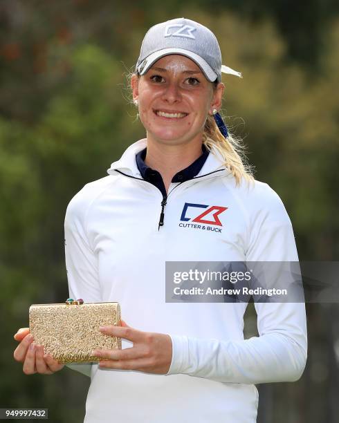 Jenny Haglund of Sweden with the winners prize after her victory in the Lalla Meryem Cup, pictured after the final round of the Trophee Hassan II at...