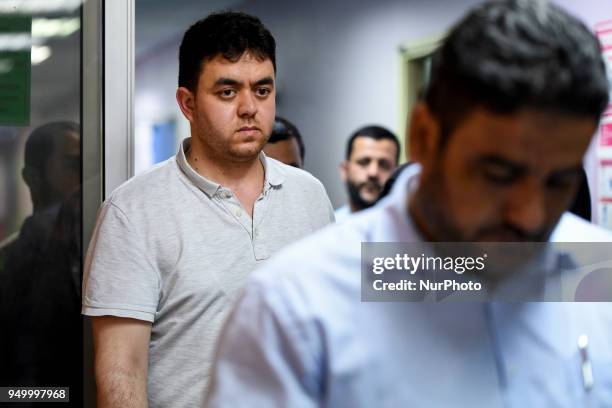 Rami Al Batsh, brother of Fadi Mohammad al-Batsh who killed yesterday seen at the forensic of Selayang hospital in Kuala Lumpur, Malaysia on April...