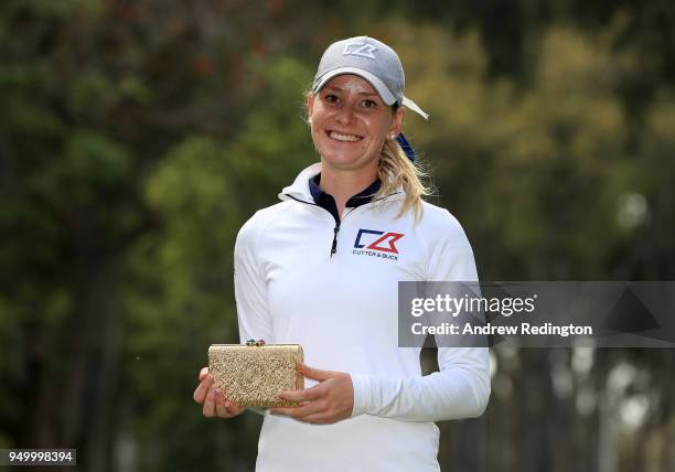 Jenny Haglund of Sweden with the winners prize after her victory in the Lalla Meryem Cup, pictured after the final round of the Trophee Hassan II at...