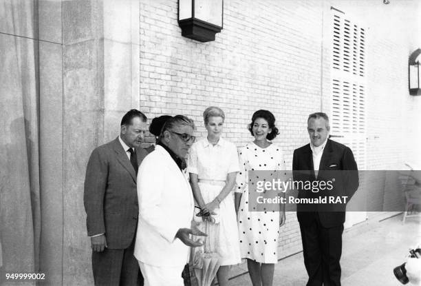 Aristote Onassis, Grace de Monaco, Maria Callas et le Prince Rainier III de Monaco en vacances à Majorque en Juillet 1961, Espagne.