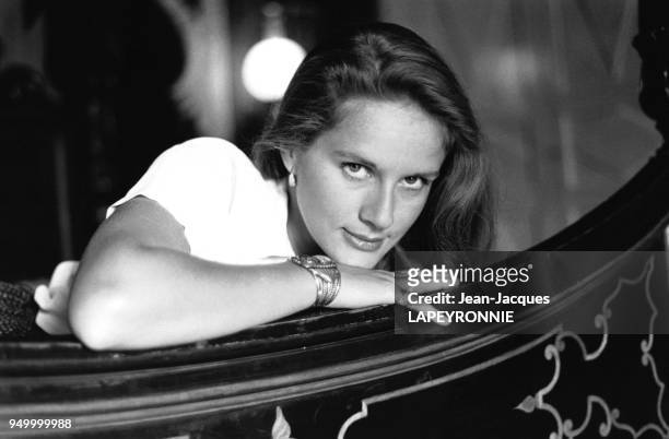 Portrait de l'actrice française Dominique Sanda en juin 1978 à Houdan, France.