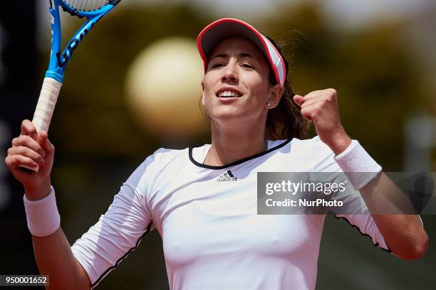 Garbine Muguruza of Spain celebrates the victory in her match against Veronica Cepede Royg of Paraguay during day two of the Fedcup World Group II...